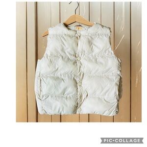ZARA KIDS PUFFER VEST BEIGE SNAP CLOSURE NO COLLAR POCKETS